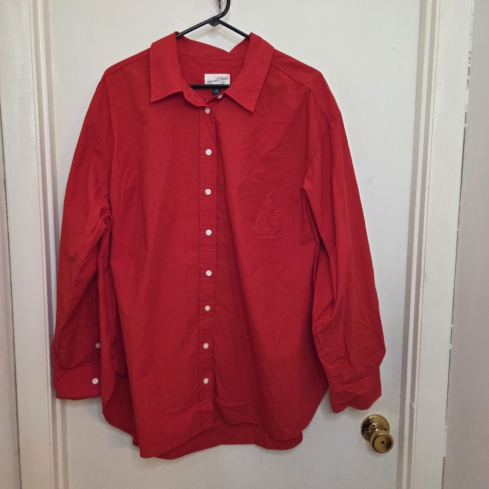 Universal Thread Women's Red Button-Up Dress Shirt